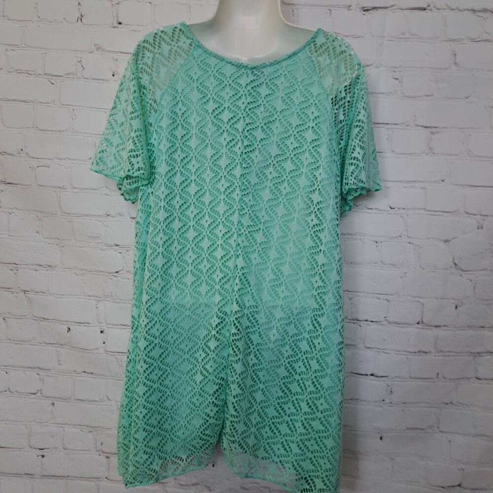 Cal Style NEW Crochet Lace Flutter Tunic Top Size Large - Picture 3 of 11